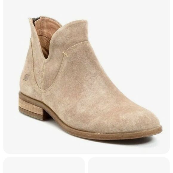 Born Shoes - Born Arula F76602 Tan Leather Round Toe Bakc Zip Ankle Booties Size‎ 7 B14B